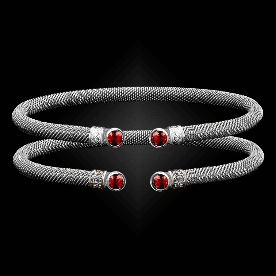 207 Lab Created Ruby Milanese Mesh La Madre Cuff Bracelet