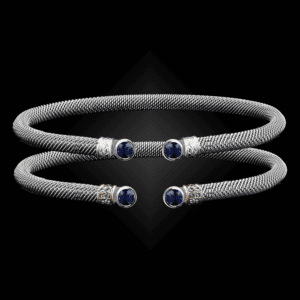 207 Lab Created Sapphire Milanese Mesh La Madre Cuff Bracelet