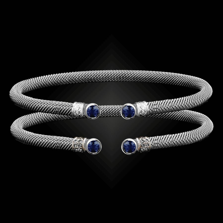 207 Lab Created Sapphire Milanese Mesh La Madre Cuff Bracelet