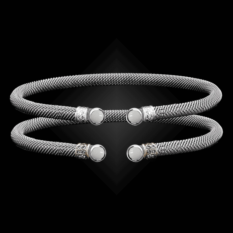 207 Mother of Pearl Milanese Mesh La Madre Cuff Bracelet