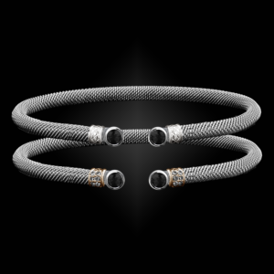 207 Onyx Black Milanese Mesh La Madre Cuff Bracelet