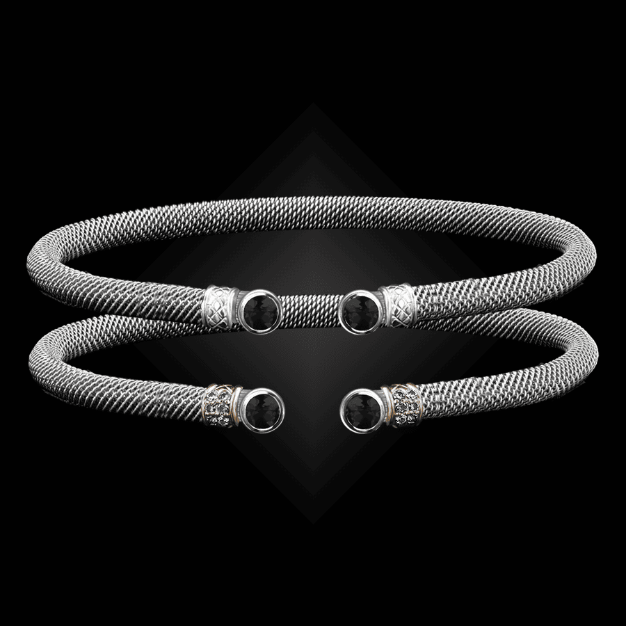 207 Onyx Black Milanese Mesh La Madre Cuff Bracelet