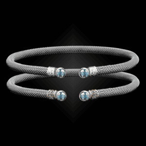 207 Sky Blue Topaz Milanese Mesh La Madre Cuff Bracelet