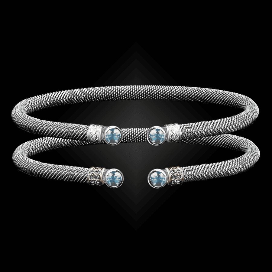 207 Sky Blue Topaz Milanese Mesh La Madre Cuff Bracelet