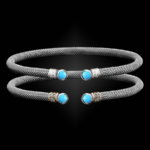 207 Reconstituted Turquoise Milanese Mesh La Madre Cuff Bracelet