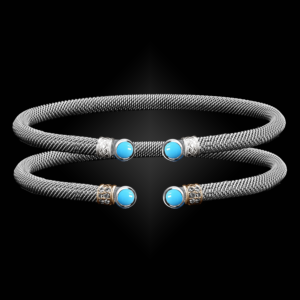 207 Reconstituted Turquoise Milanese Mesh La Madre Cuff Bracelet