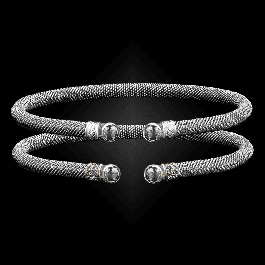 207 White Topaz Milanese Mesh La Madre Cuff Bracelet
