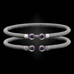 208 Amethyst Milanese Mesh Belle Forme Cuff Bracelet