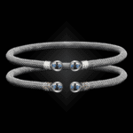 208 Blue Topaz Milanese Mesh Belle Forme Cuff Bracelet