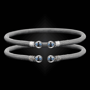 208 Blue Topaz Milanese Mesh Belle Forme Cuff Bracelet
