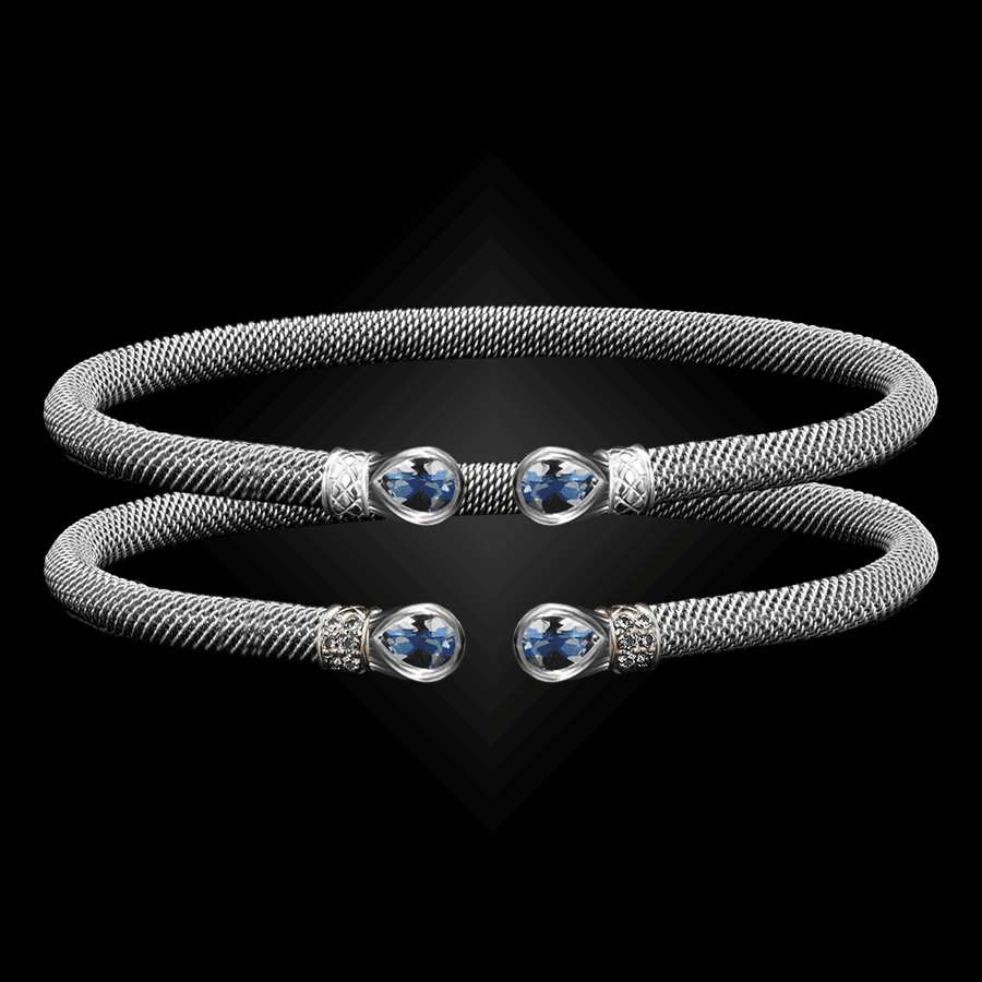 208 Blue Topaz Milanese Mesh Belle Forme Cuff Bracelet