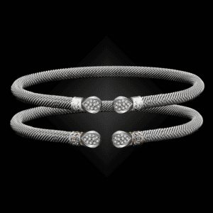 208 Diamond Milanese Mesh Belle Forme Cuff Bracelet