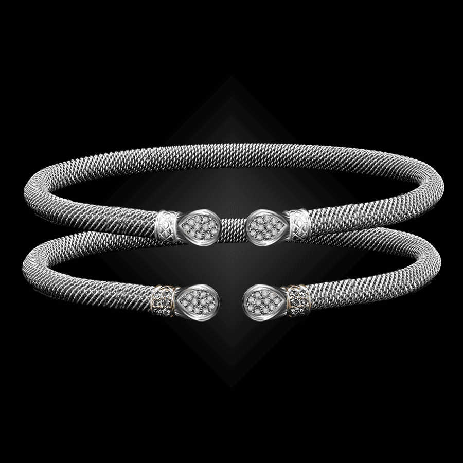 208 Diamond Milanese Mesh Belle Forme Cuff Bracelet
