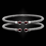 208 Garnet Milanese Mesh Belle Forme Cuff Bracelet