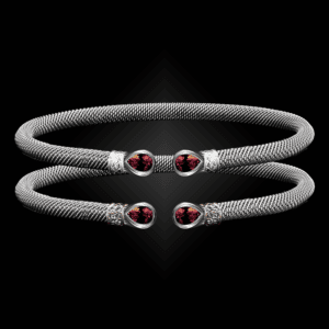 208 Garnet Milanese Mesh Belle Forme Cuff Bracelet