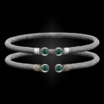 208 Green Onyx Milanese Mesh Belle Forme Cuff Bracelet