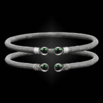 208 Lab Created Emerald Milanese Mesh Belle Forme Cuff Bracelet