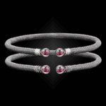 208 Lab Created Pink Sapphire Milanese Mesh Belle Forme Cuff Bracelet