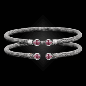 208 Lab Created Pink Sapphire Milanese Mesh Belle Forme Cuff Bracelet