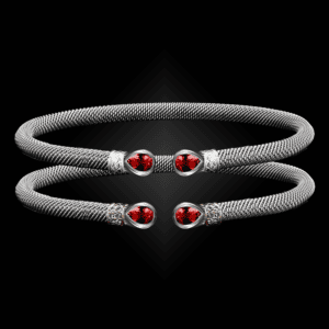208 Lab Created Ruby Milanese Mesh Belle Forme Cuff Bracelet