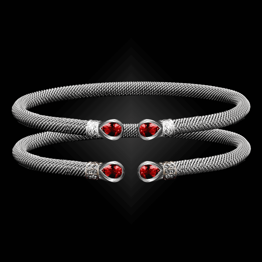 208 Lab Created Ruby Milanese Mesh Belle Forme Cuff Bracelet