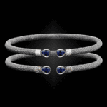 208 Lab Created Sapphire Milanese Mesh Belle Forme Cuff Bracelet