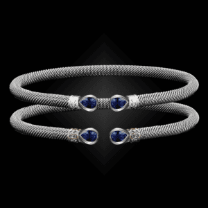 208 Lab Created Sapphire Milanese Mesh Belle Forme Cuff Bracelet