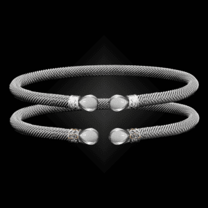 208 Mother of Pearl Milanese Mesh Belle Forme Cuff Bracelet