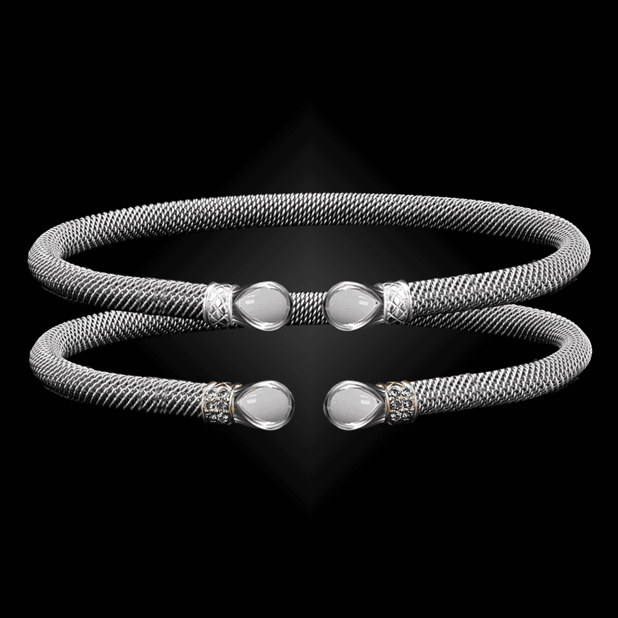 208 Mother of Pearl Milanese Mesh Belle Forme Cuff Bracelet