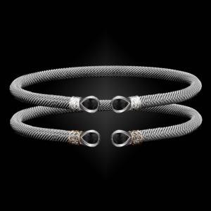 208 Onyx Black Milanese Mesh Belle Forme Cuff Bracelet