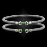 208 Peridot Milanese Mesh Belle Forme Cuff Bracelet