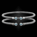 208 Sky Blue Topaz Milanese Mesh Belle Forme Cuff Bracelet