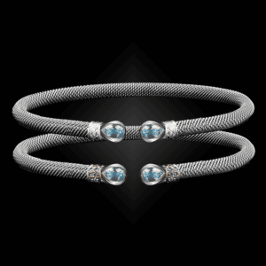 208 Sky Blue Topaz Milanese Mesh Belle Forme Cuff Bracelet