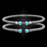 208 Reconstituted Turquoise Milanese Mesh Belle Forme Cuff Bracelet