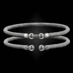 208 White Topaz Milanese Mesh Belle Forme Cuff Bracelet