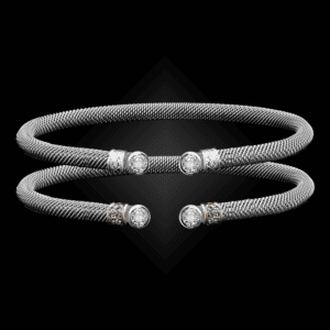 257 Solitaire Diamond Milanese Mesh La Madre Cuff Bracelet