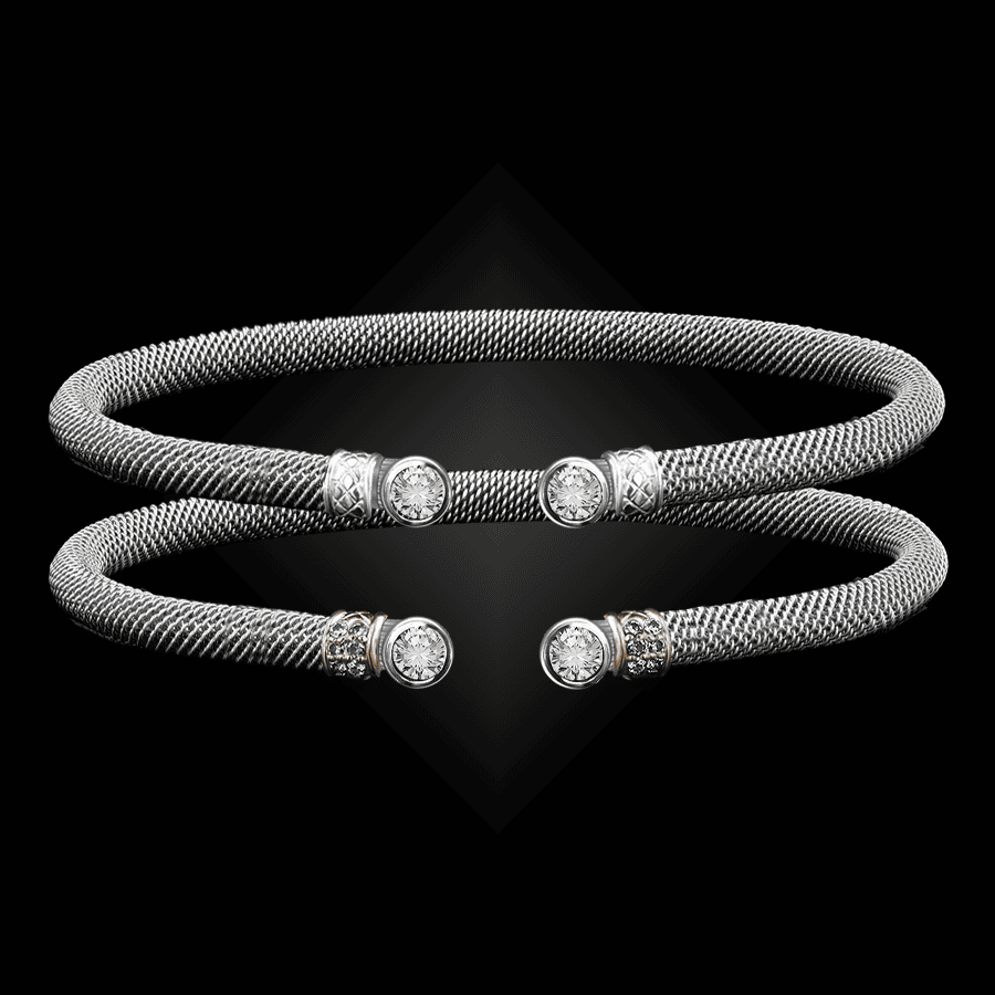 257 Solitaire Diamond Milanese Mesh La Madre Cuff Bracelet