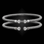 258 Solitaire Diamond Milanese Mesh Belle Forme Cuff Bracelet