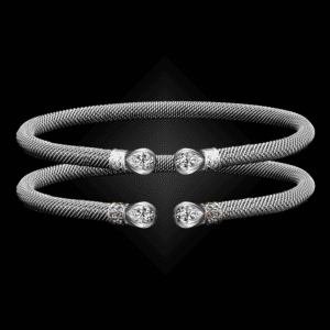 258 Solitaire Diamond Milanese Mesh Belle Forme Cuff Bracelet