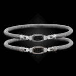 302 Black & White Diamond Milanese Mesh Classica Bangle Bracelet