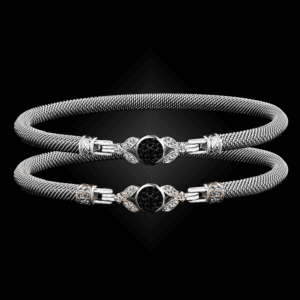 303 Black & White Diamond Milanese Mesh Natura Bangle Bracelet