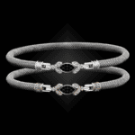 304 Black & White Diamond Milanese Mesh Marchesa Bangle Bracelet