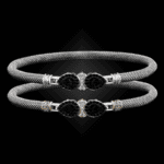 305 Black & White Diamond Milanese Mesh La Pera Bangle Bracelet