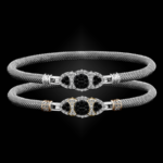 306 Black & White Diamond Milanese Mesh Cuscino Bangle Bracelet
