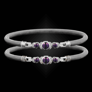 307 Amethyst Milanese Mesh La Madre Bangle Bracelet