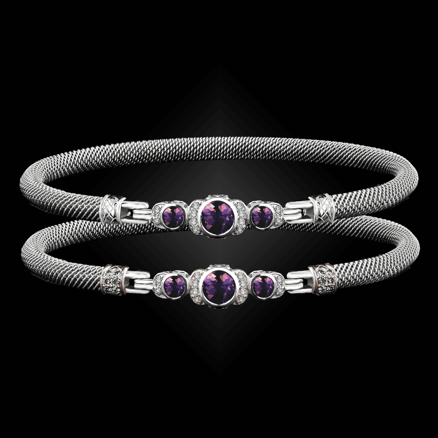 307 Amethyst Milanese Mesh La Madre Bangle Bracelet