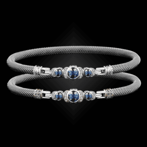 307 Blue Topaz Milanese Mesh La Madre Bangle Bracelet