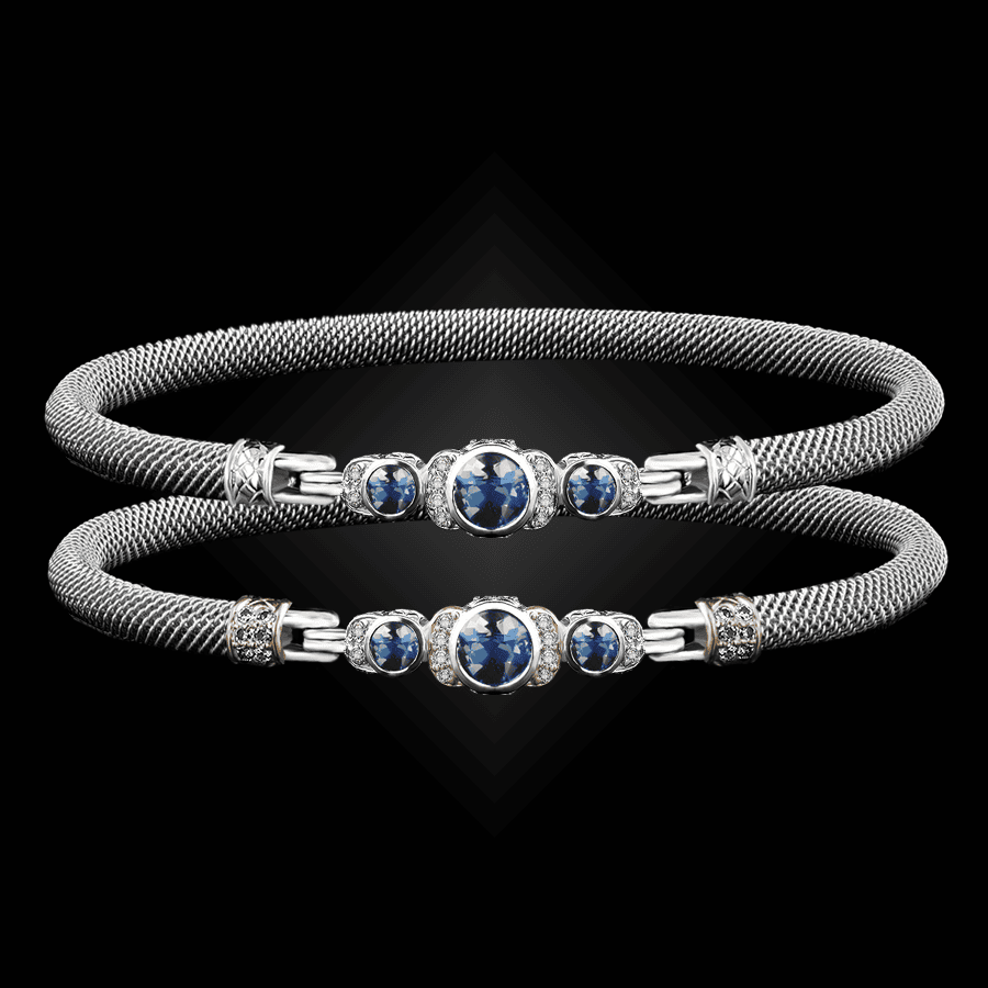 307 Blue Topaz Milanese Mesh La Madre Bangle Bracelet