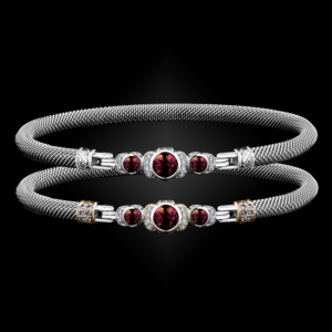 307 Garnet Milanese Mesh La Madre Bangle Bracelet