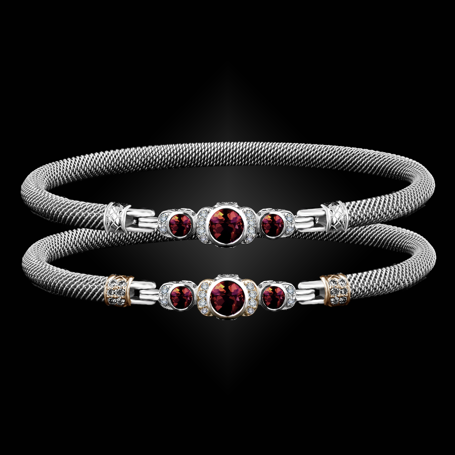 307 Garnet Milanese Mesh La Madre Bangle Bracelet